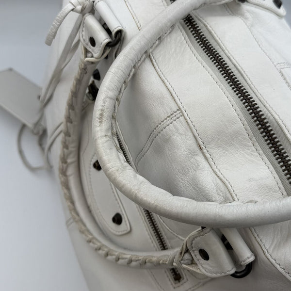 2009 Balenciaga Motocross Classic Weekender White Tote Bag