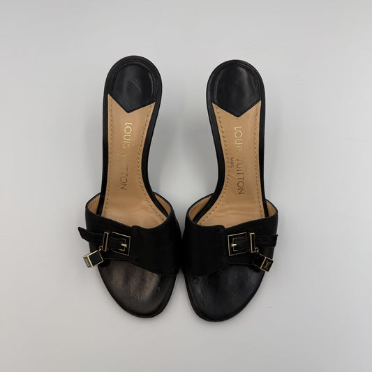 Louis Vuitton Dice Black Leather Kitten Heels