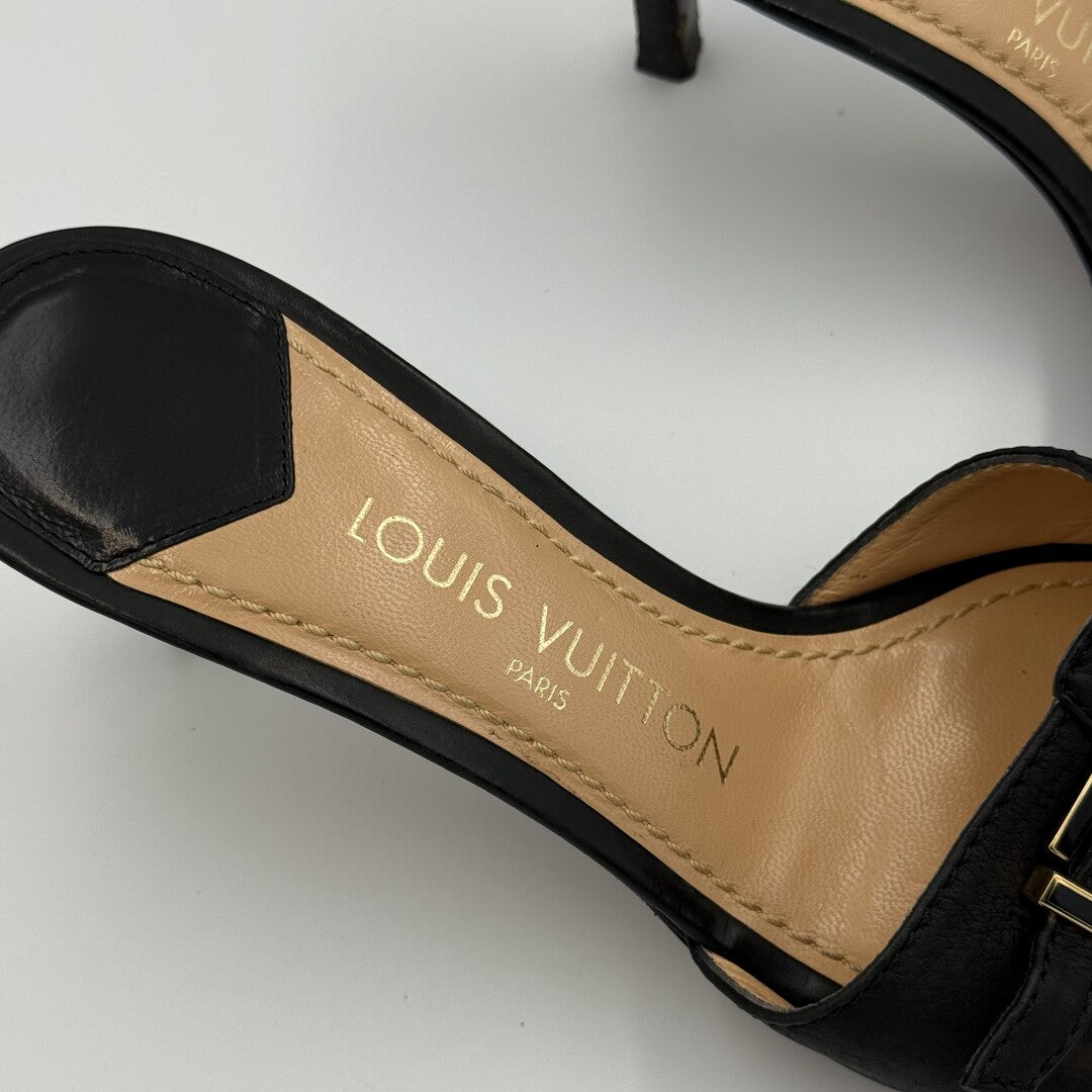 Louis Vuitton Dice Black Leather Kitten Heels