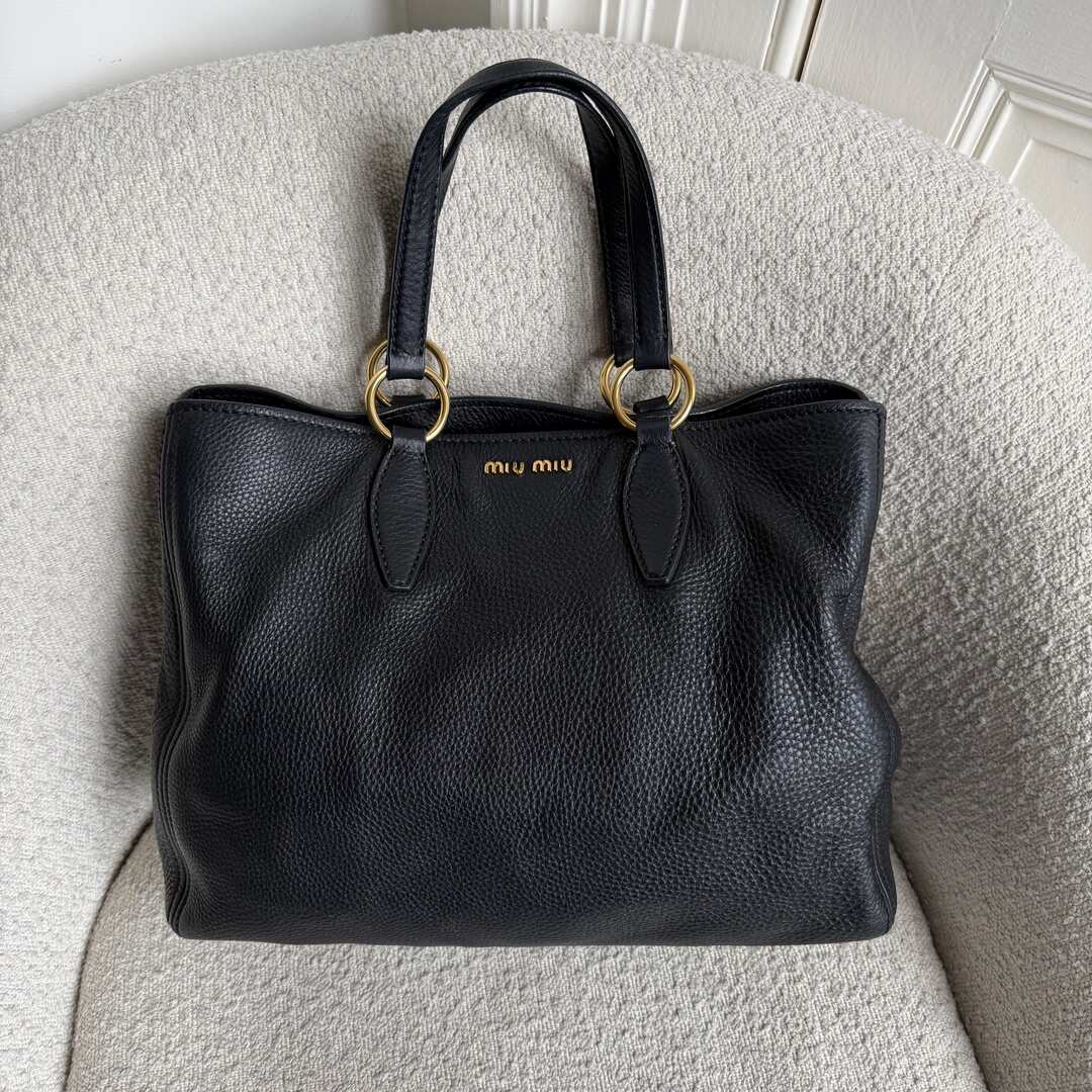 Miu Miu Vitello Leather Black Shoulder Bag
