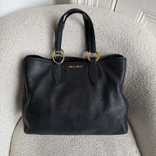 Miu Miu Vitello Leather Black Shoulder Bag