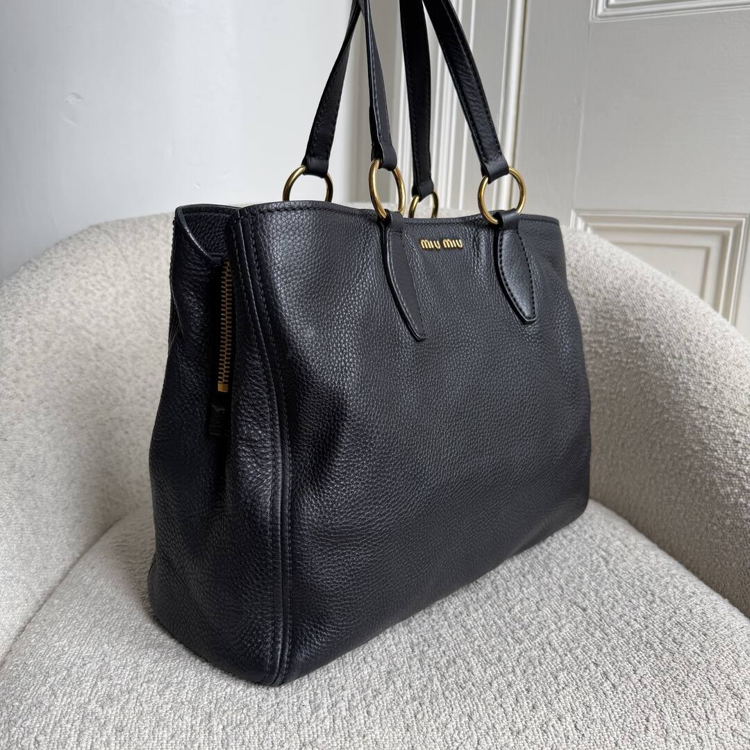 Miu Miu Vitello Leather Black Shoulder Bag