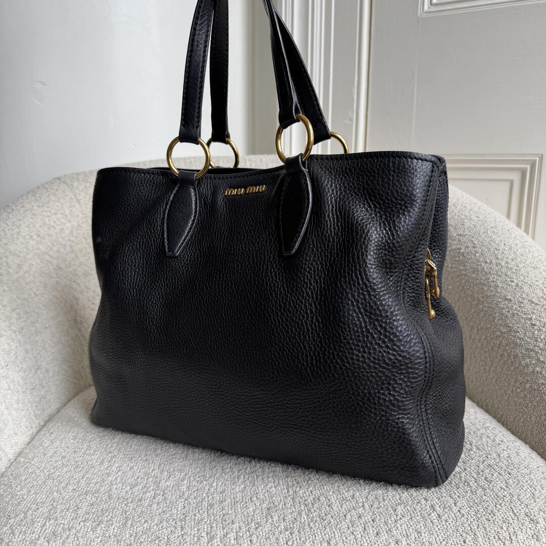 Miu Miu Vitello Leather Black Shoulder Bag
