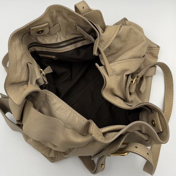 Miu Miu Vitello Beige Leather Tote Bag