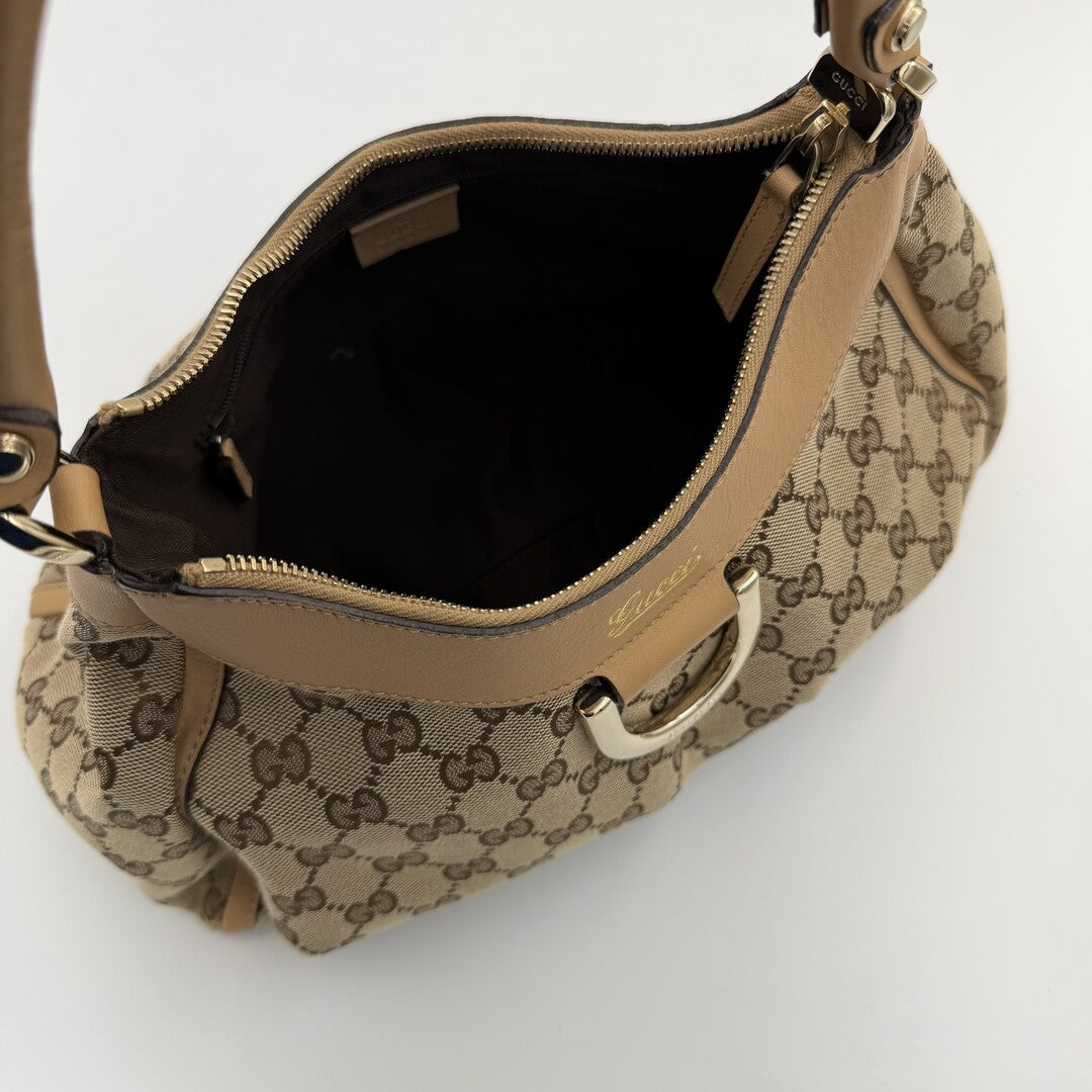 Gucci GG Canvas Abbey Caramel Brown Shoulder Bag