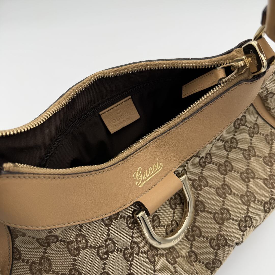 Gucci GG Canvas Abbey Caramel Brown Shoulder Bag
