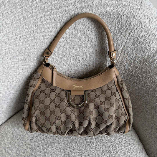 Gucci GG Canvas Abbey Caramel Brown Shoulder Bag
