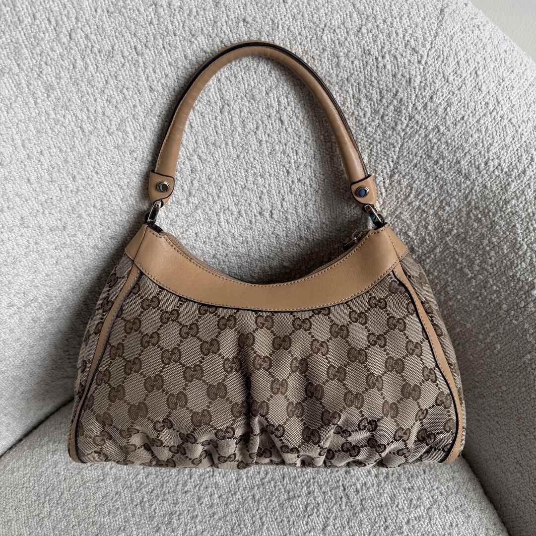 Gucci GG Canvas Abbey Caramel Brown Shoulder Bag
