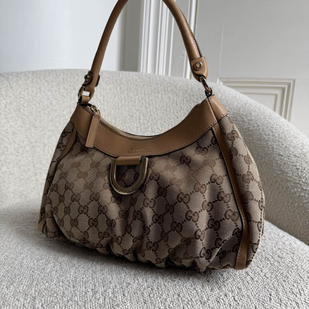 Gucci GG Canvas Abbey Caramel Brown Shoulder Bag