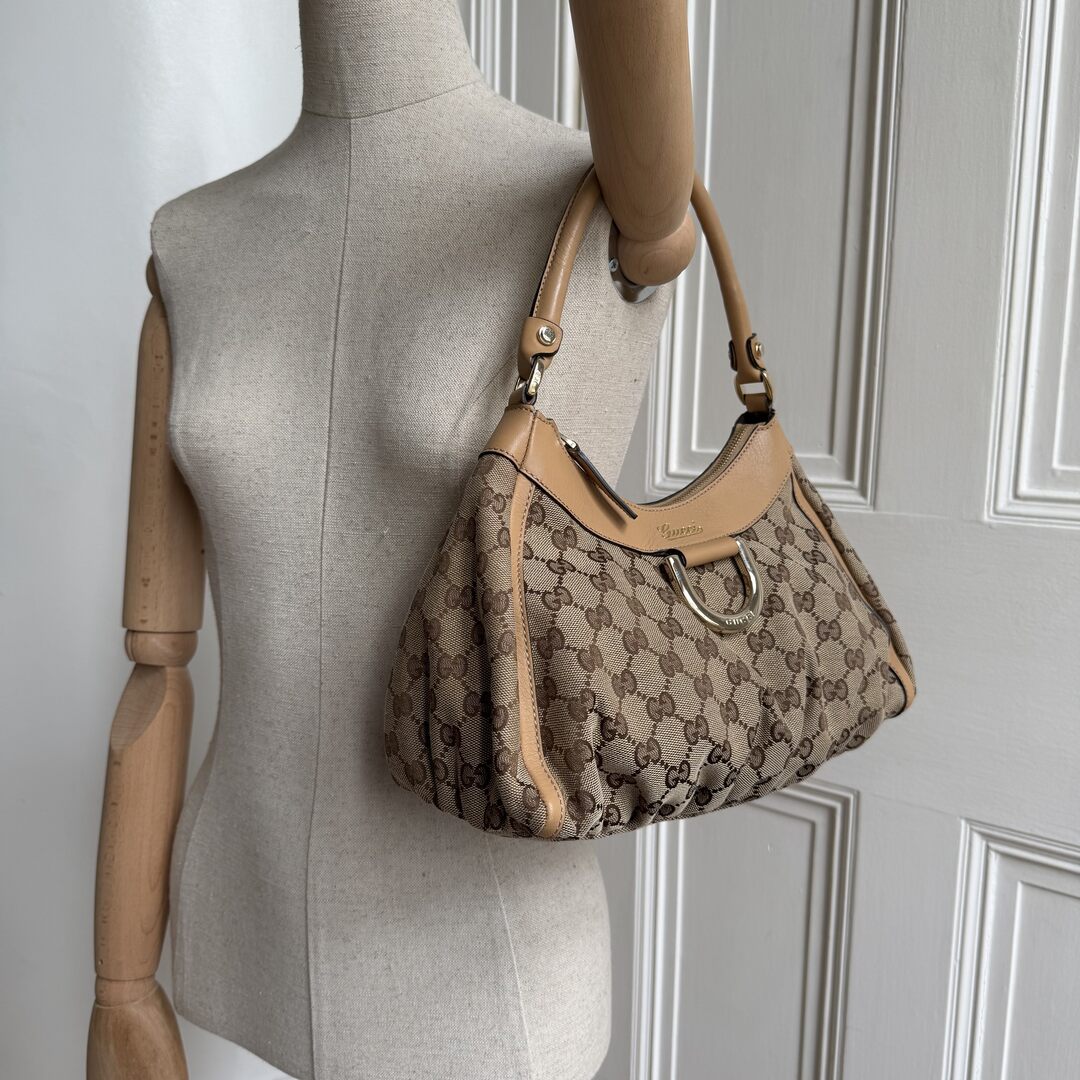 Gucci GG Canvas Abbey Caramel Brown Shoulder Bag