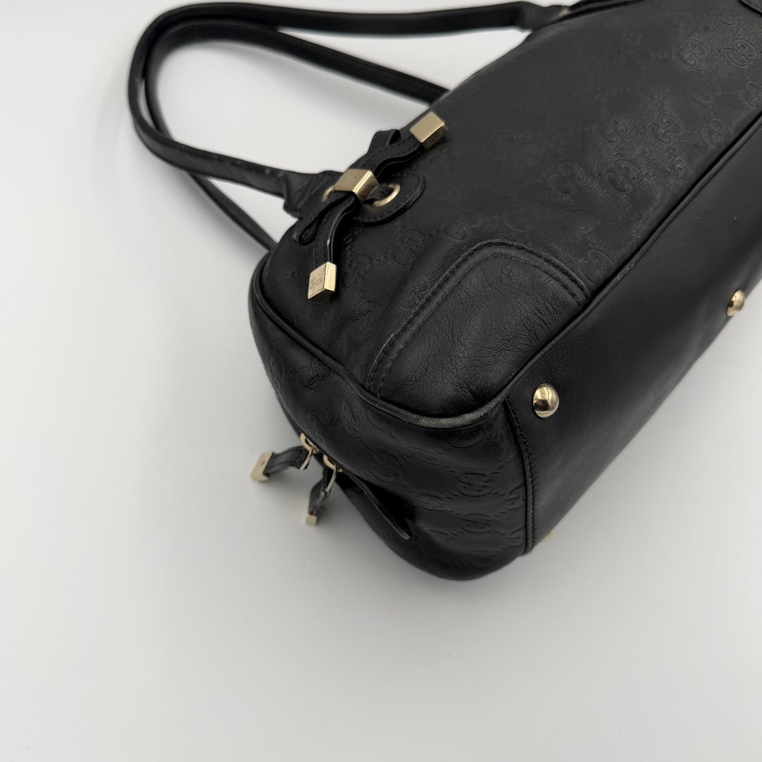 Gucci Guccissima Princy Black Leather Shoulder Bag