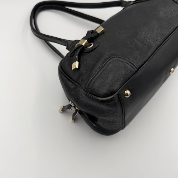 Gucci Guccissima Princy Black Leather Shoulder Bag