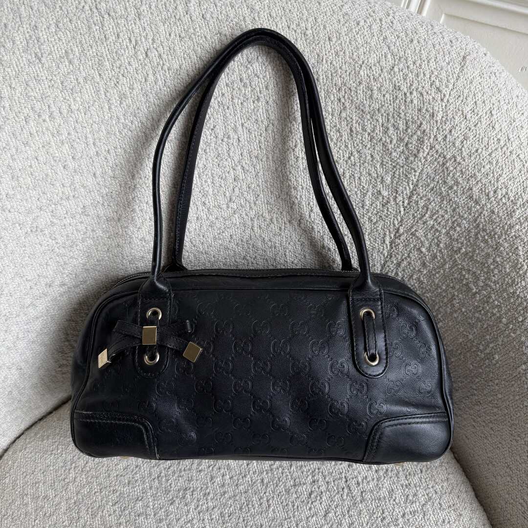 Gucci Guccissima Princy Black Leather Shoulder Bag