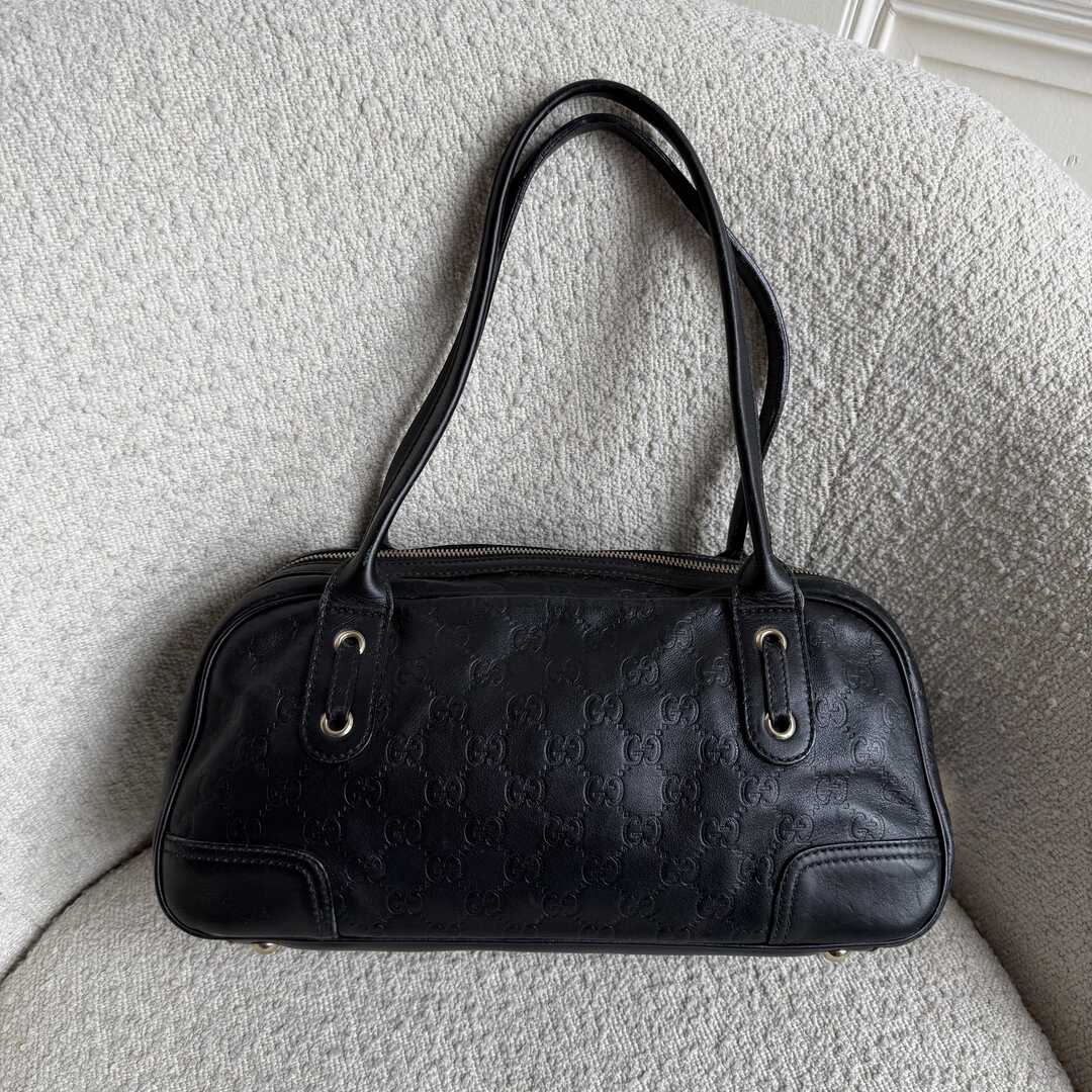 Gucci Guccissima Princy Black Leather Shoulder Bag