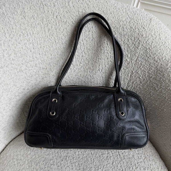 Gucci Guccissima Princy Black Leather Shoulder Bag