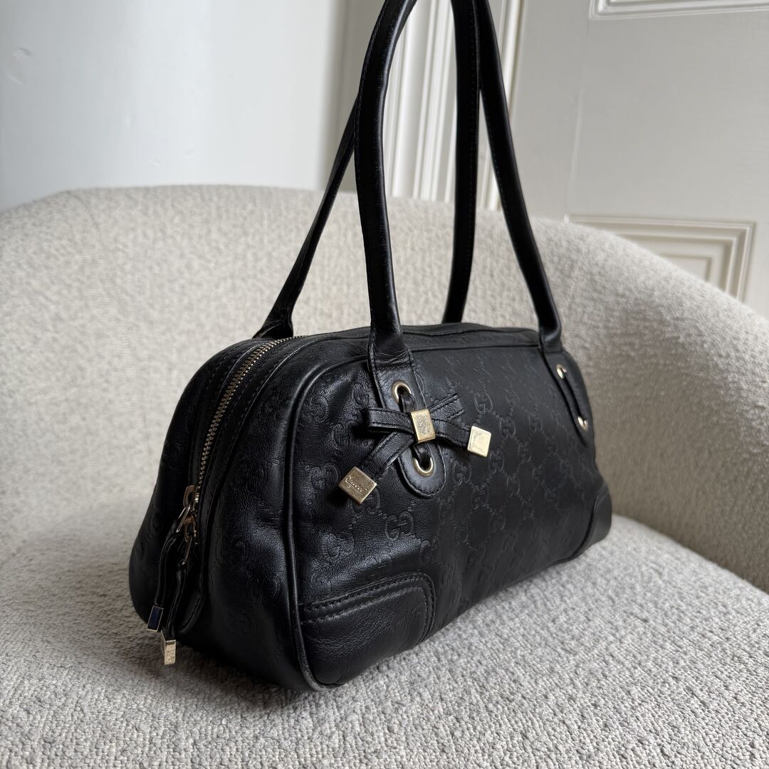 Gucci Guccissima Princy Black Leather Shoulder Bag
