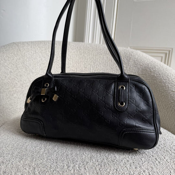 Gucci Guccissima Princy Black Leather Shoulder Bag