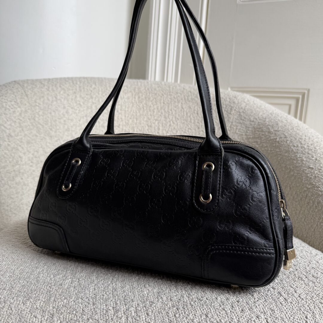 Gucci Guccissima Princy Black Leather Shoulder Bag