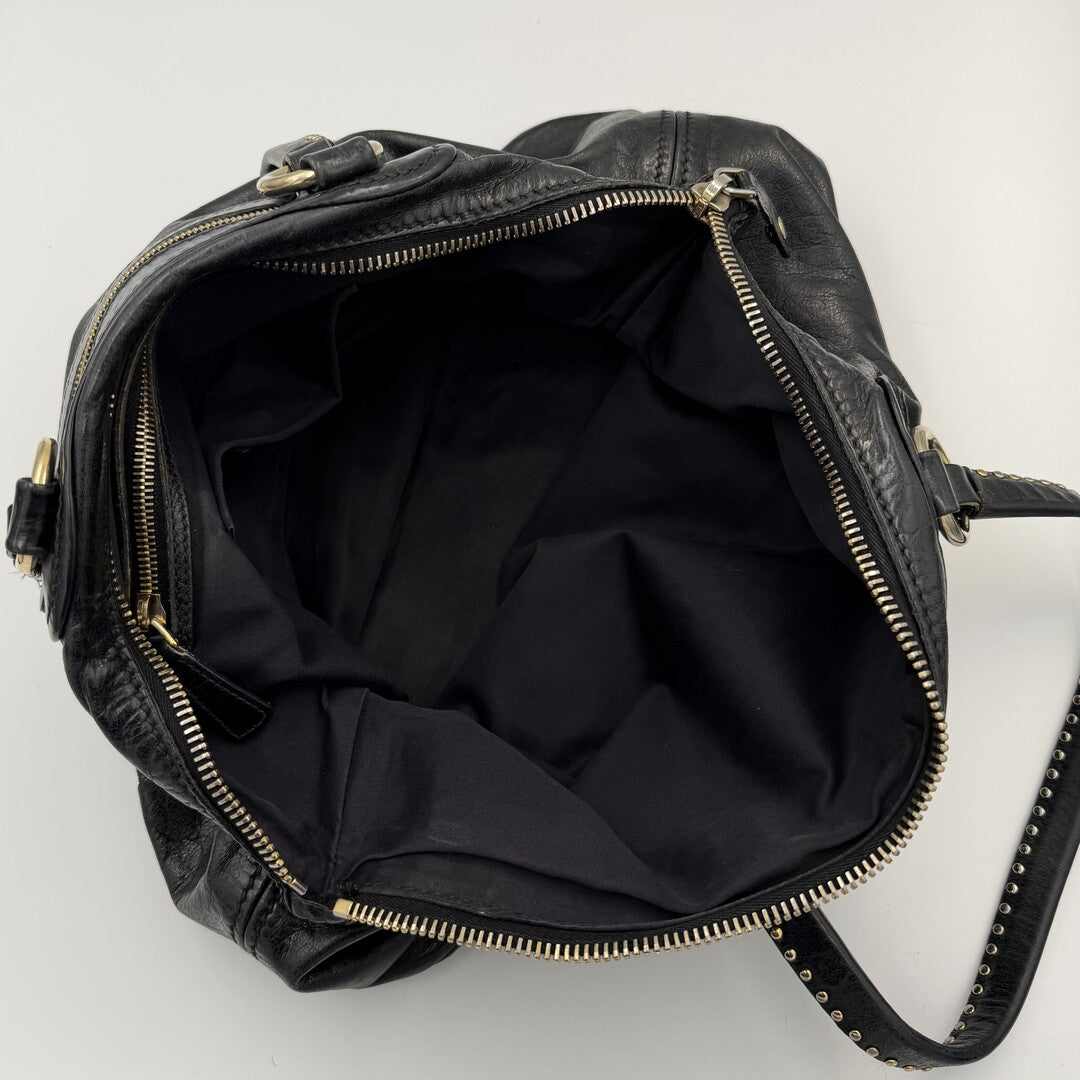 Miu Miu Studded Black Leather Shoulder Bag