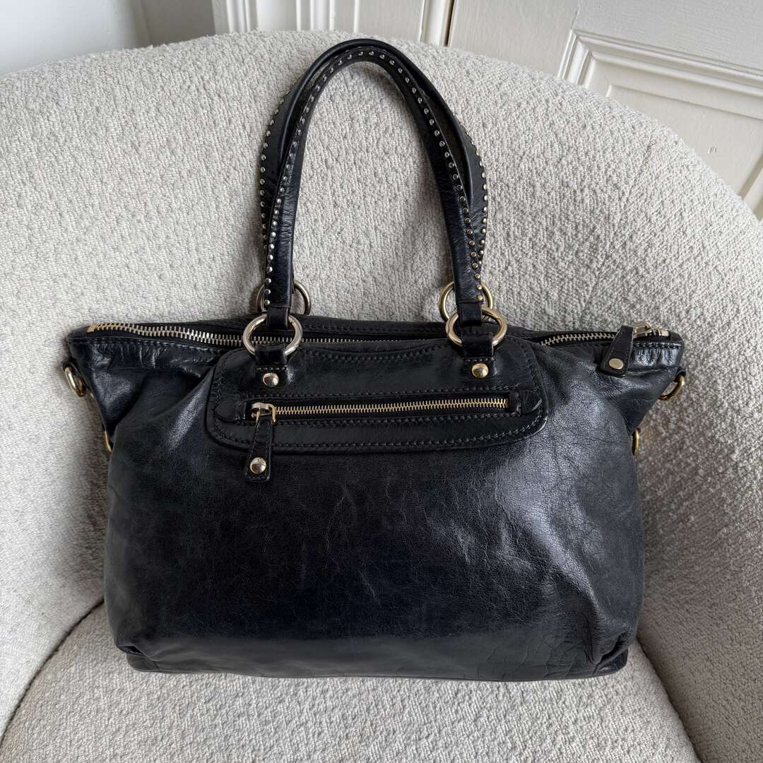Miu Miu Studded Black Leather Shoulder Bag