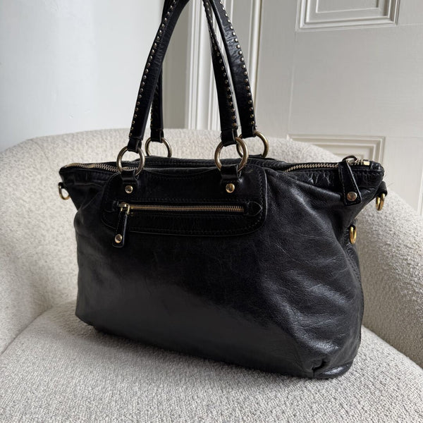 Miu Miu Studded Black Leather Shoulder Bag