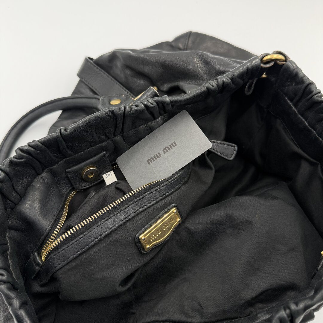 Miu Miu XL Vitello Leather Black Handbag
