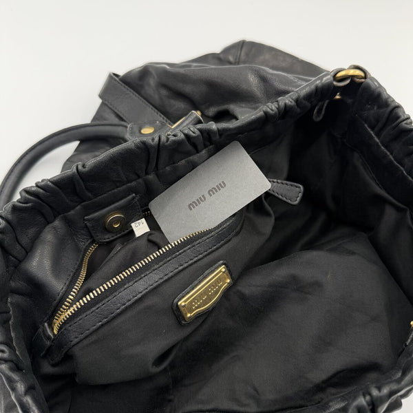 Miu Miu XL Vitello Leather Black Handbag