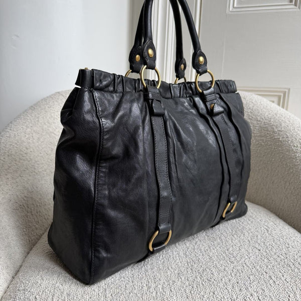 Miu Miu XL Vitello Leather Black Handbag