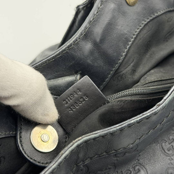 Gucci Guccissima Sukey Leather Black Tote Bag