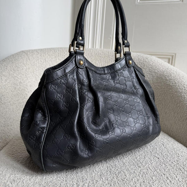 Gucci Guccissima Sukey Leather Black Tote Bag
