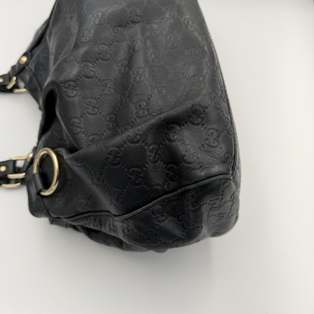 Gucci Guccissima Sukey Leather Black Tote Bag
