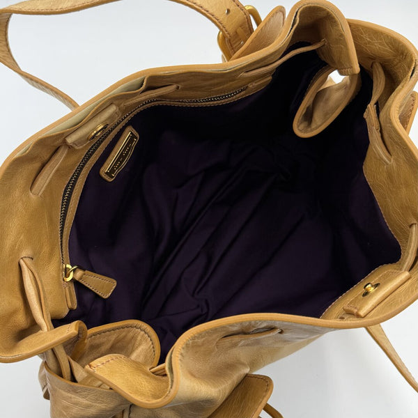 Miu Miu Vitello Camel Leather Tote Bag