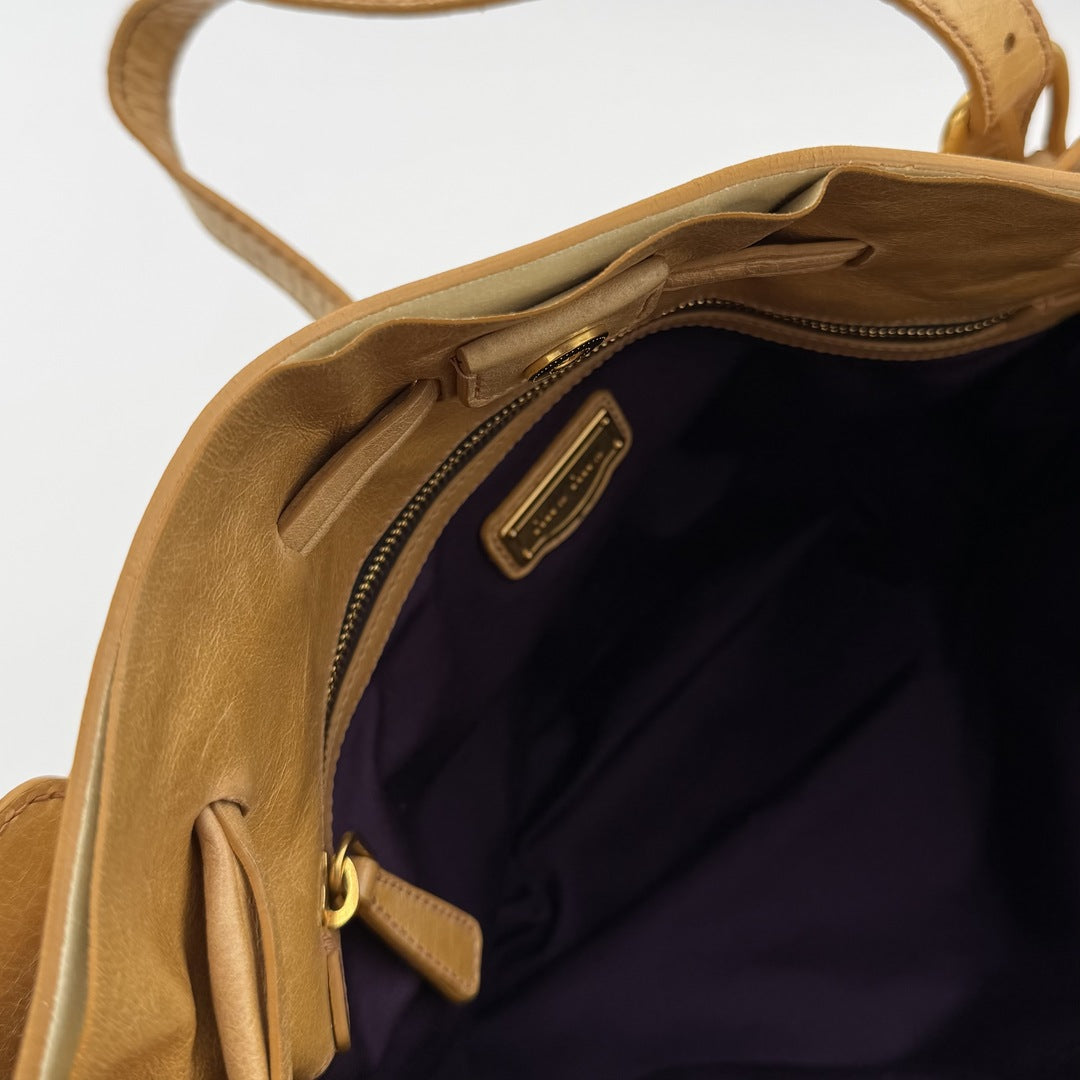 Miu Miu Vitello Camel Leather Tote Bag
