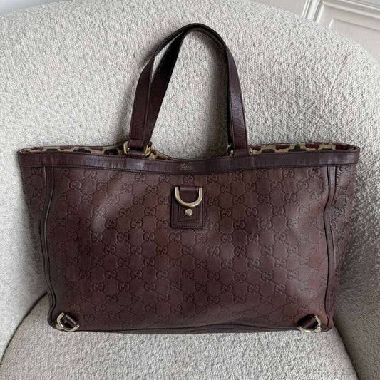 Gucci Guccissima Abbey Leather Brown Tote Bag