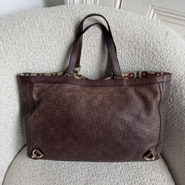 Gucci Guccissima Abbey Leather Brown Tote Bag