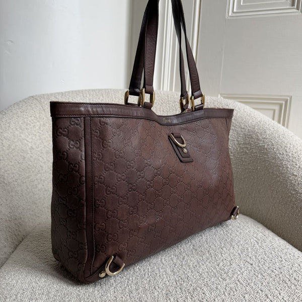 Gucci Guccissima Abbey Leather Brown Tote Bag