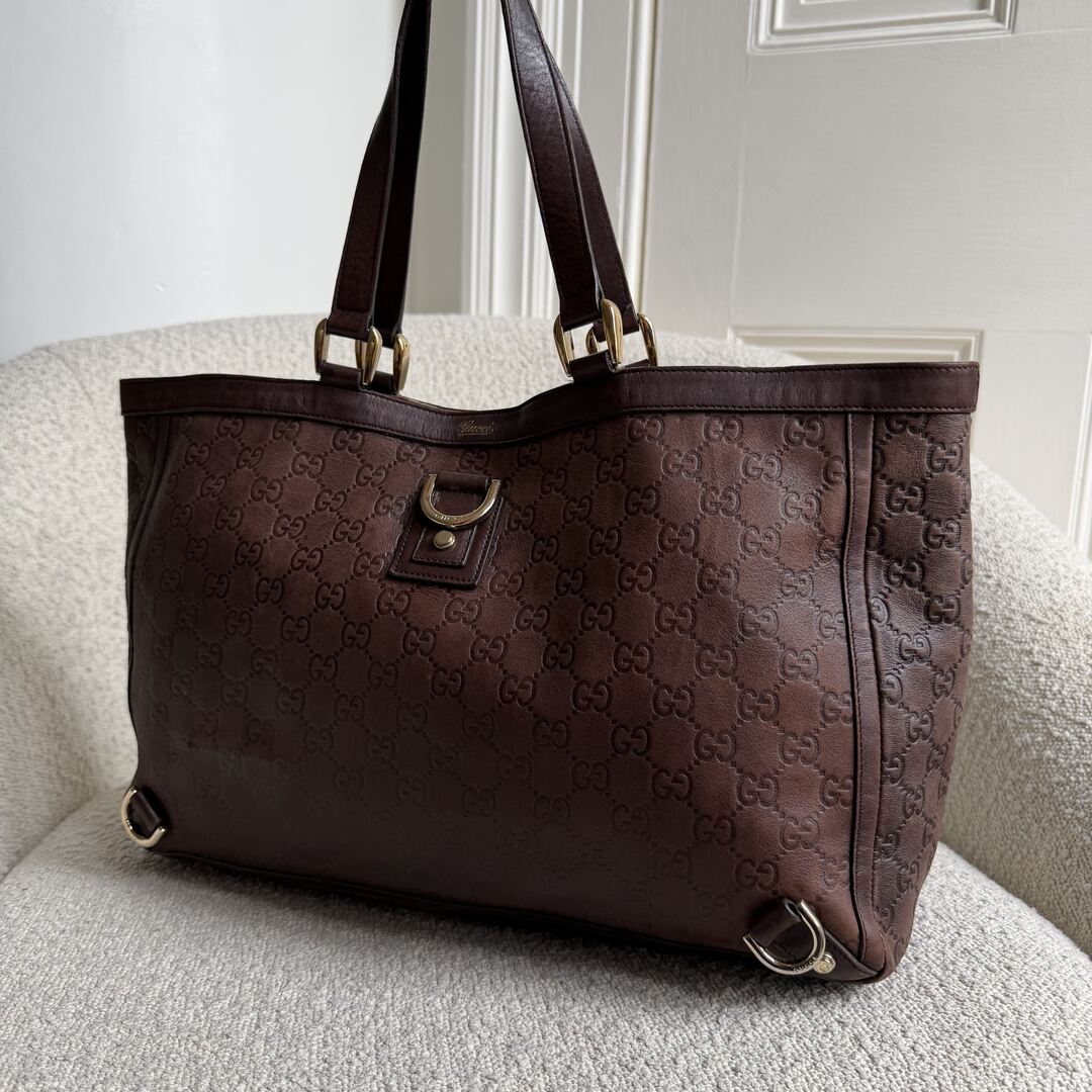 Gucci Guccissima Abbey Leather Brown Tote Bag