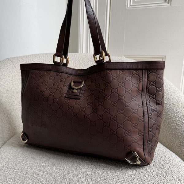 Gucci Guccissima Abbey Leather Brown Tote Bag