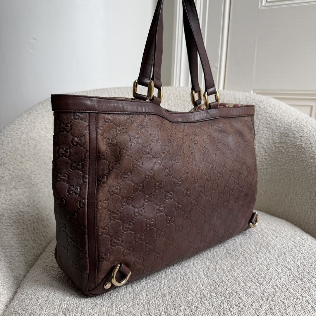 Gucci Guccissima Abbey Leather Brown Tote Bag