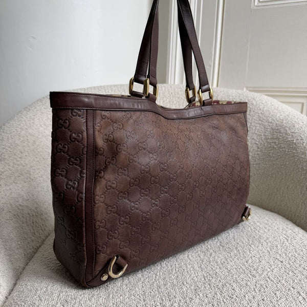 Gucci Guccissima Abbey Leather Brown Tote Bag
