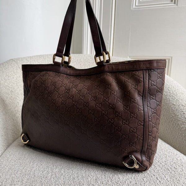 Gucci Guccissima Abbey Leather Brown Tote Bag