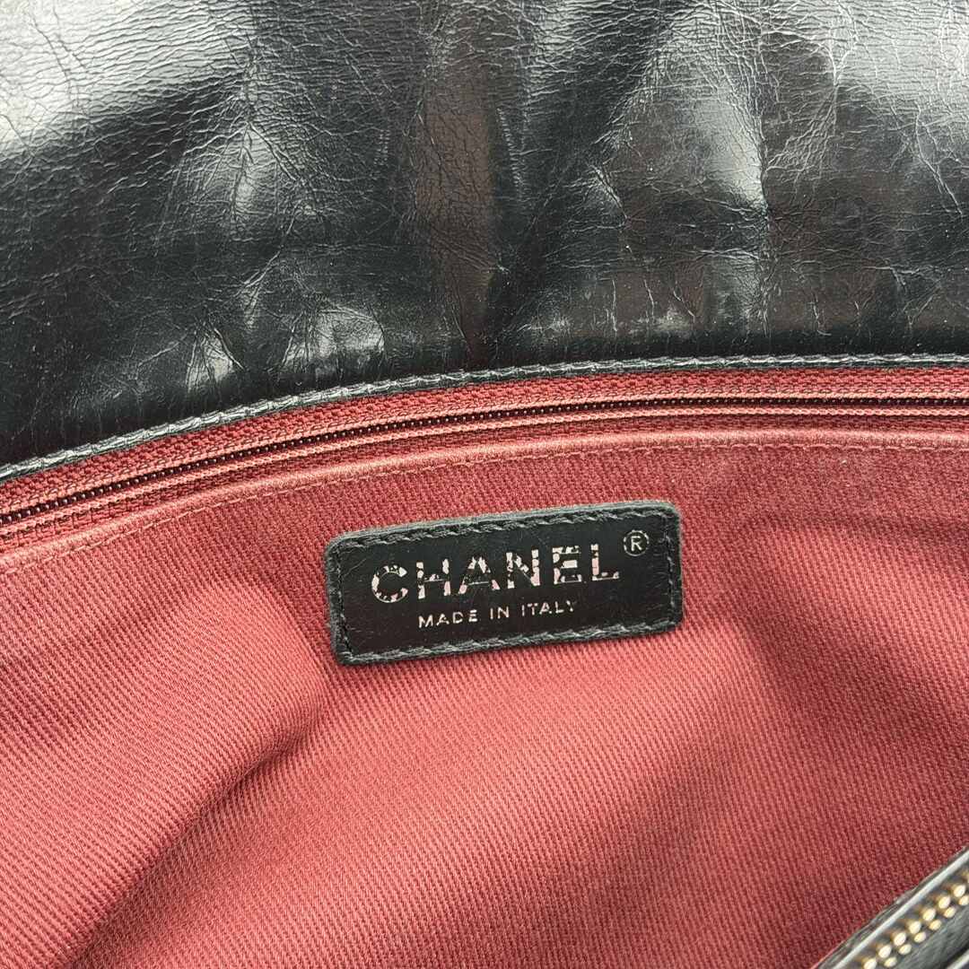 2015 Chanel Classic Jumbo Crinkled Black Flap Shoulder Bag