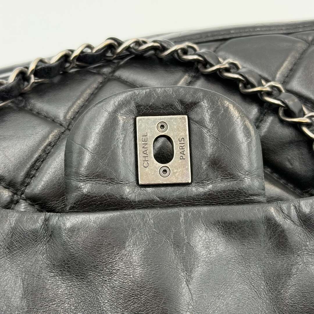 2015 Chanel Classic Jumbo Crinkled Black Flap Shoulder Bag