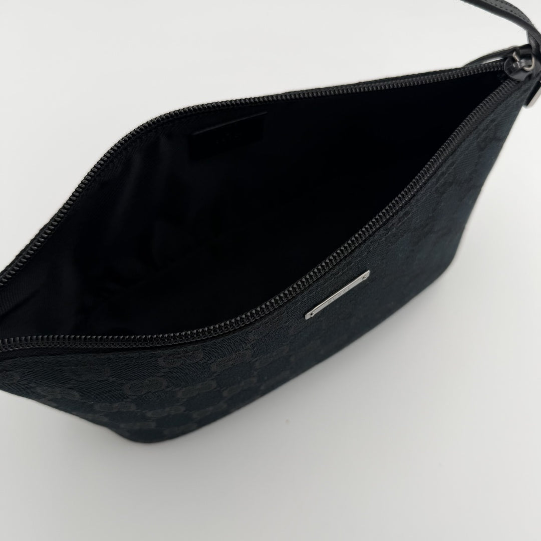 Gucci GG Monogram Black Boat Pochette Handbag