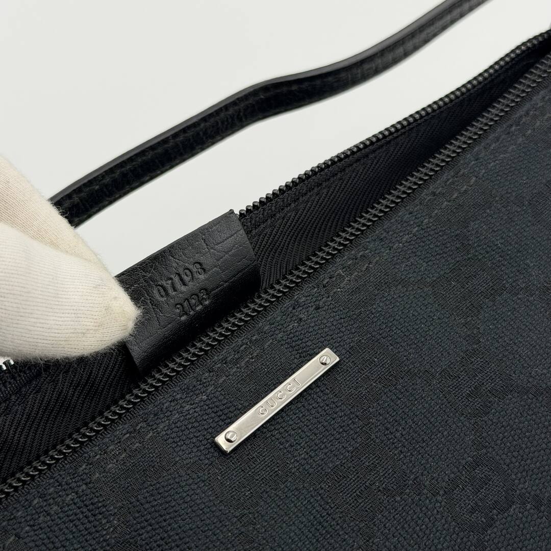 Gucci GG Monogram Black Boat Pochette Handbag