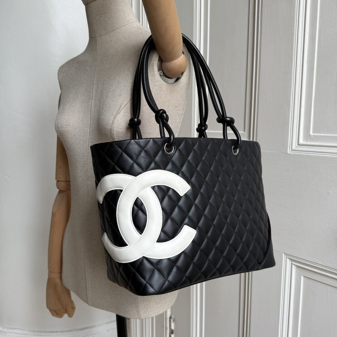 2005 Chanel Cambon Quilted Black Tote Bag