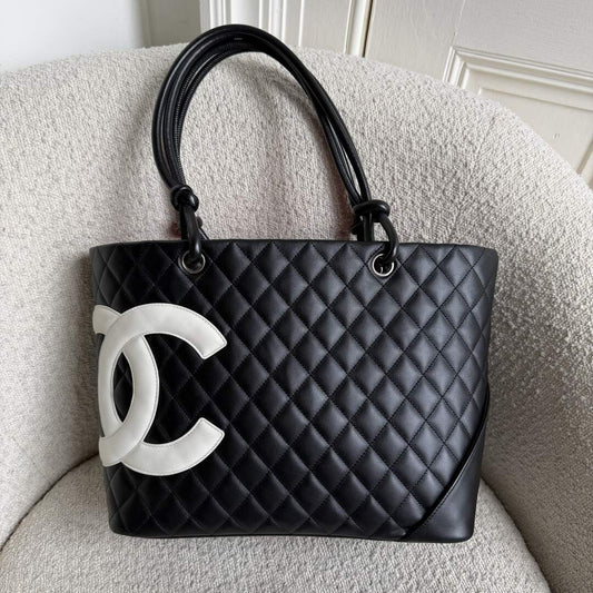 2005 Chanel Cambon Quilted Black Tote Bag