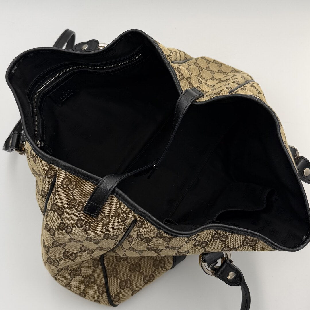 Gucci GG Twins Black Leather Tote Bag