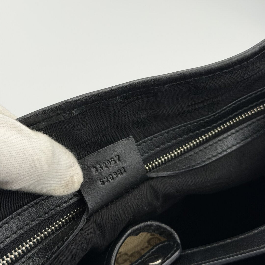 Gucci GG Twins Black Leather Tote Bag