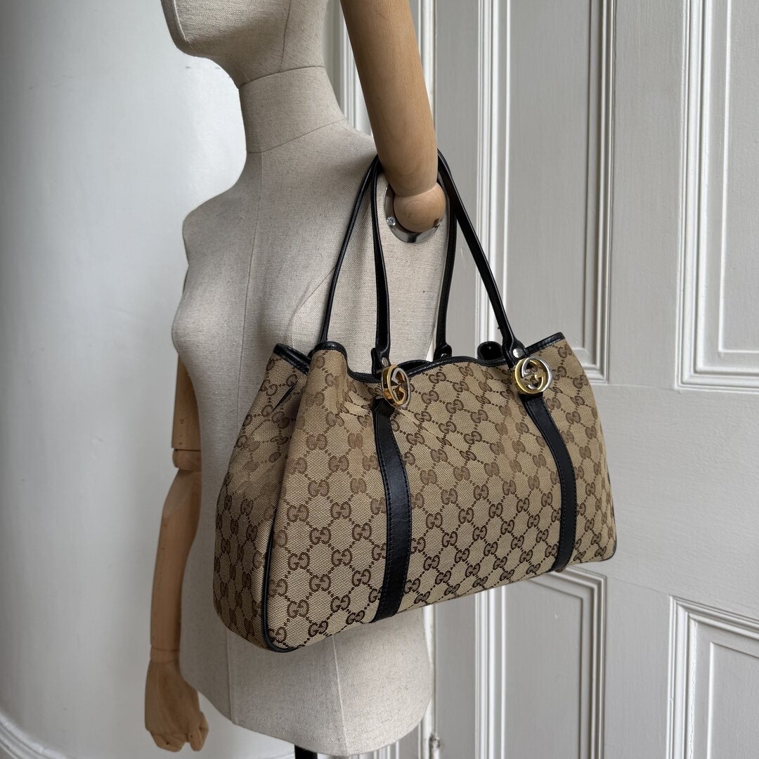 Gucci GG Canvas GG Twins Black Tote Bag